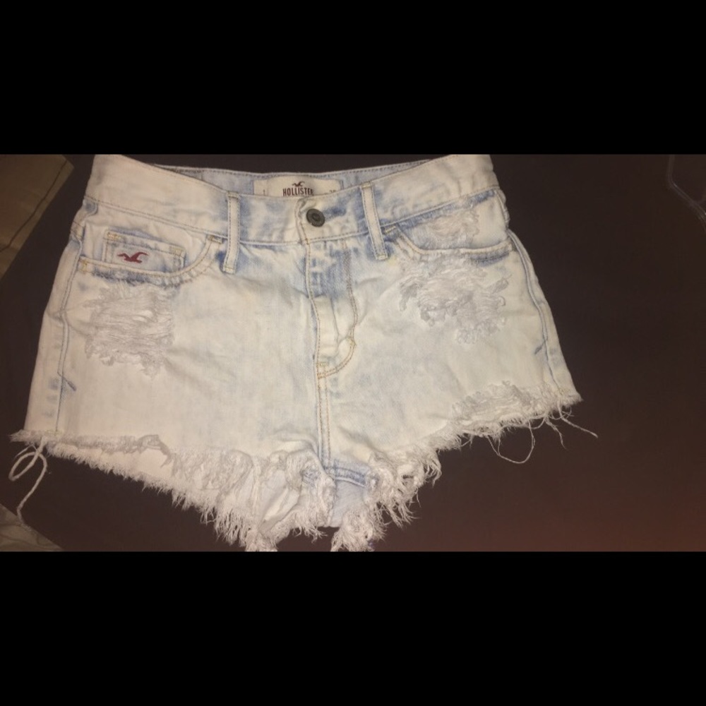White blue faded Hollister jean shorts